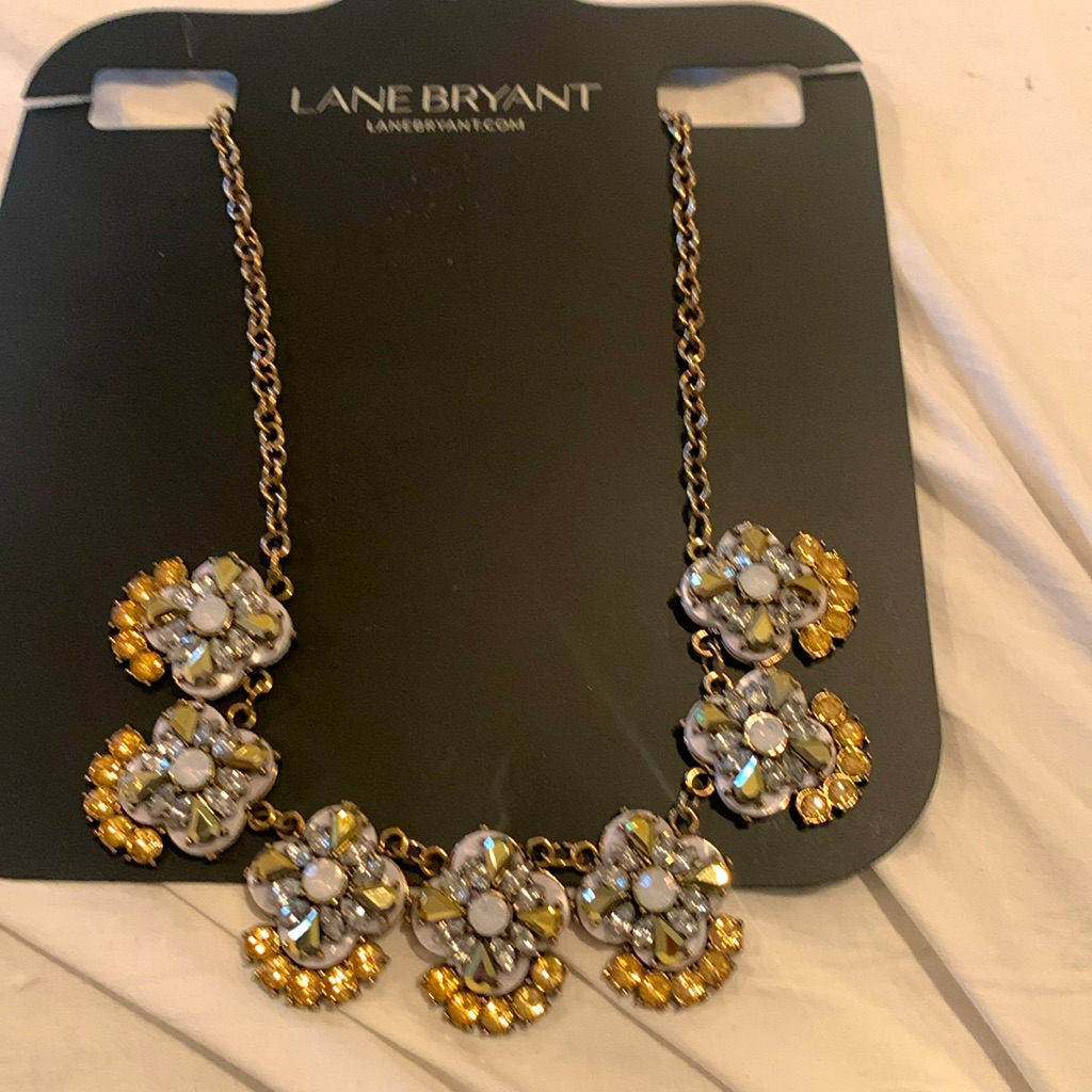 Nwot Lane Bryant Statement Necklace In Gold Silver White With Bling 17$